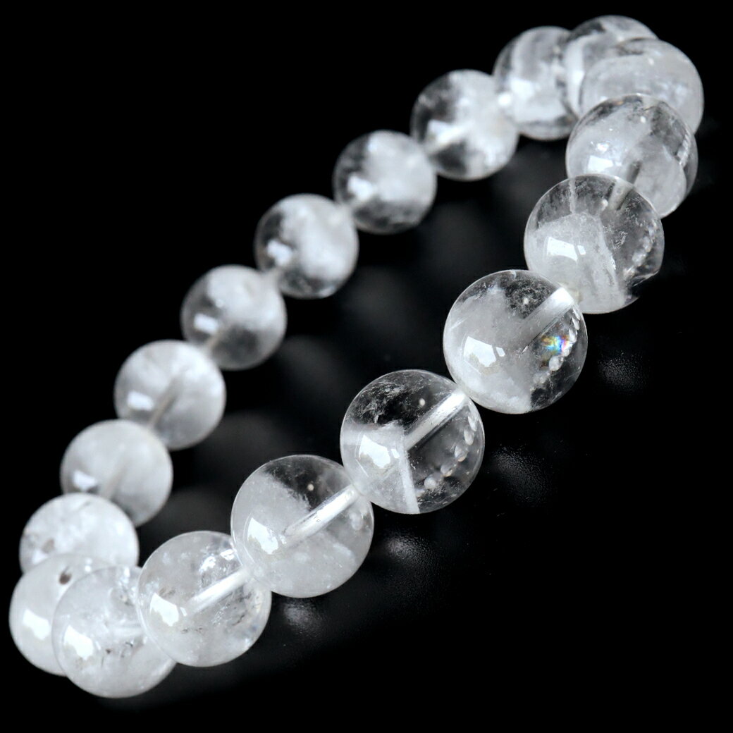 ホワイト ファントムクォーツ ブレスレット 11.5mm 1点物 白色幻影 水晶 ブラジル産 天然石 パワーストーン 母の日 贈り物 ギフト プレゼント 贈り物