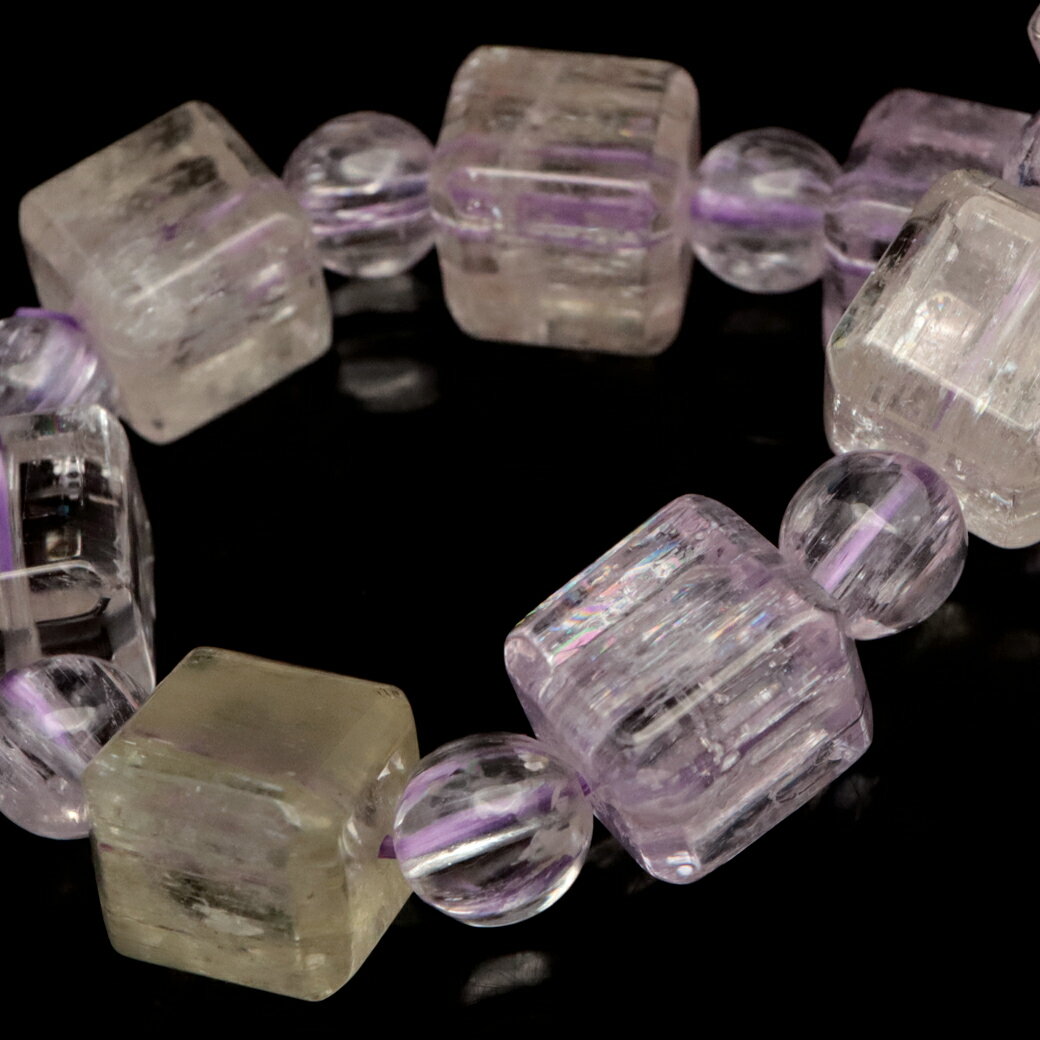 クンツァイト ブレスレット キューブカット ブラジル産 1点物 天然石 Kunzite リチア輝石 リチアきせき