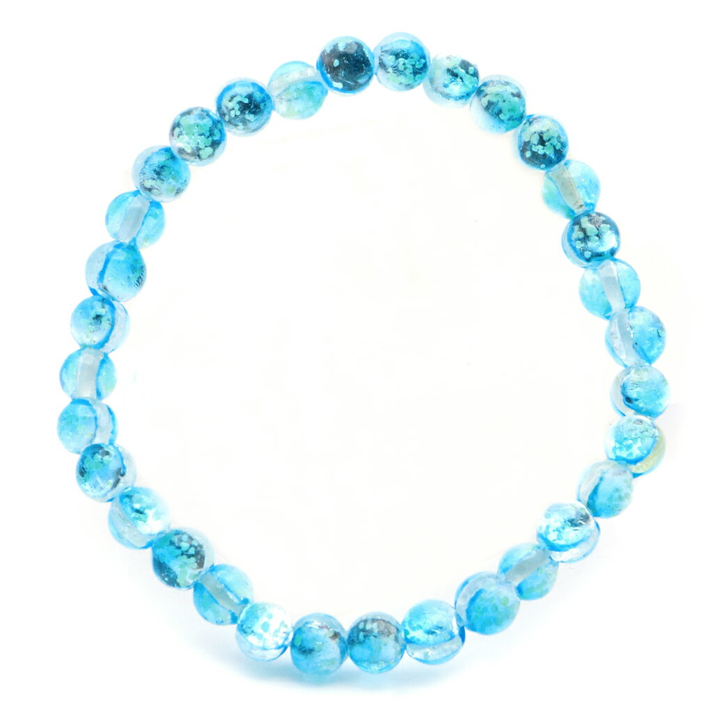 パナリブルー ホタルガラス ブレスレット 6mm 光る 夜光 とんぼ玉 沖縄 お土産 パナリ島 パワーストーン ギフト プレゼント