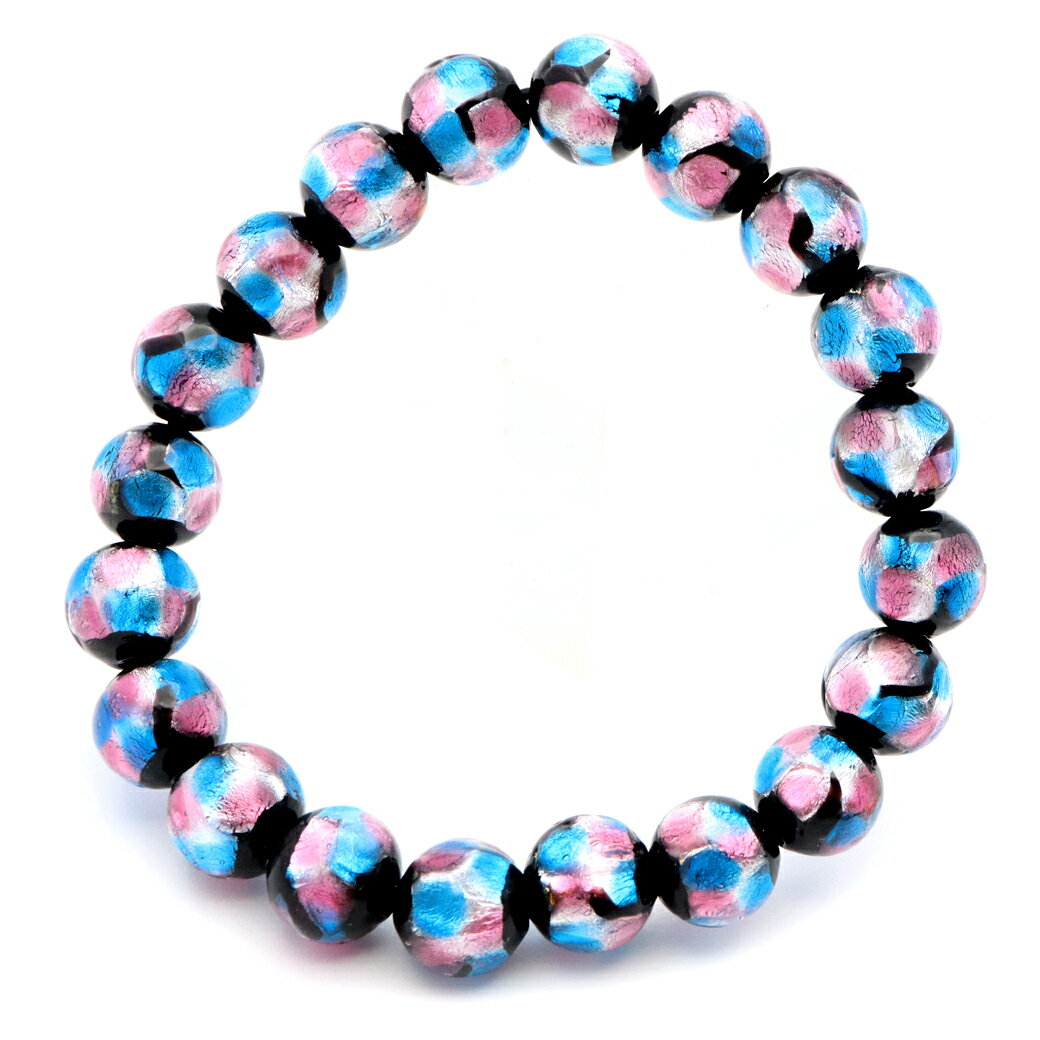 ホタルガラス ブレスレット ピンク ブルー 10mm 青色 白色 とんぼ玉 ほたる 蛍 トンボ玉 アクセサリー レディース メンズ 数珠 沖縄 お土産 琉球 クリスマス