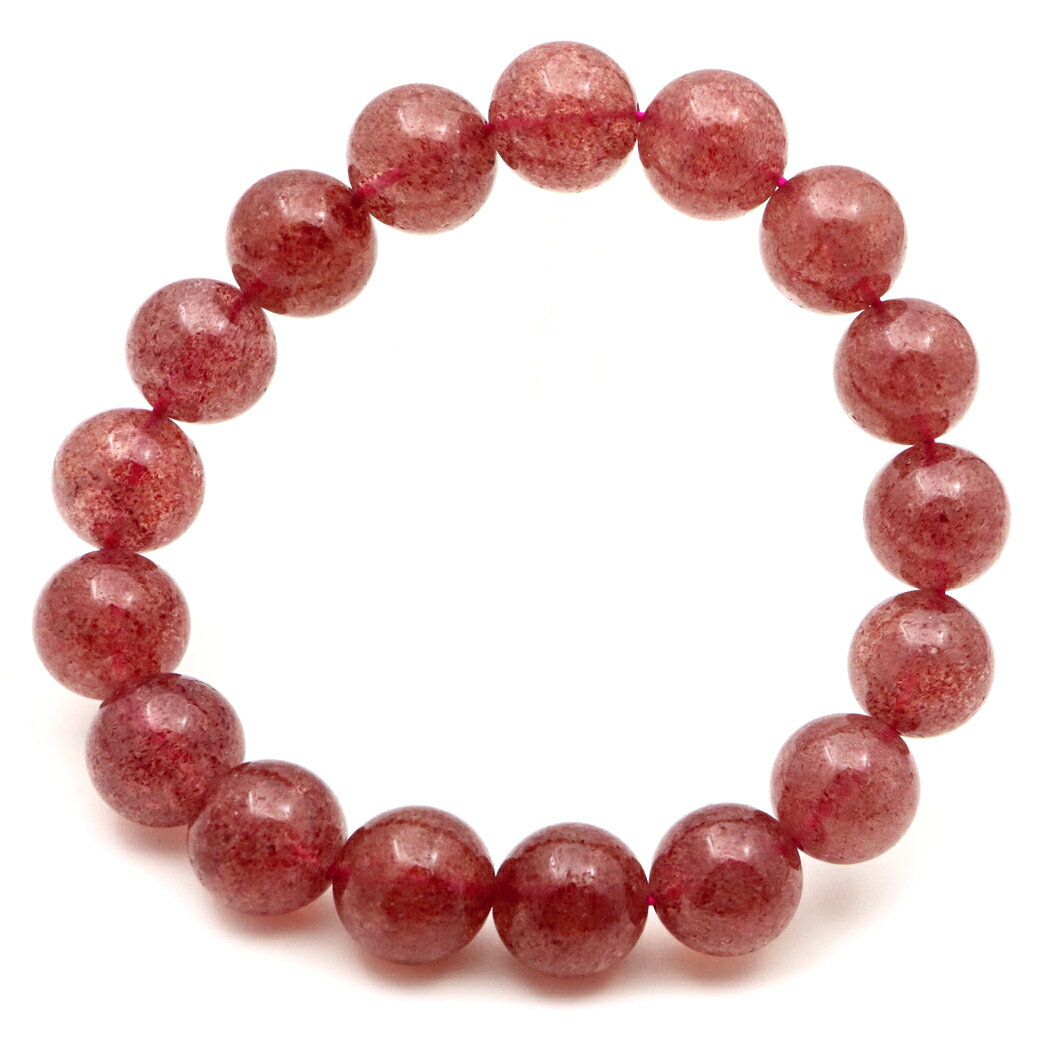 アフリカン ストロベリークォーツ ブレスレット 12mm 透明感あり 苺水晶 母の日 贈り物 プレゼント ギフト 贈り物