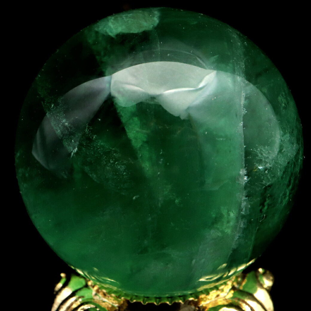 グリーン フローライト AAA 丸玉 直径 約37.3mm スフィア 台座 蛍石 天然石 1点もの パワーストーン Fluorite