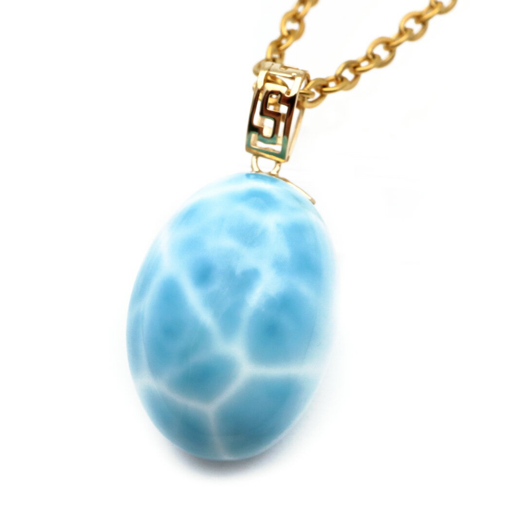 ラリマー ネックレス 天然石 ペンダント 18金 K18 ロイヤルクラス Srank スカイブルー ドミニカ産 パワーストーン 1点物 父の日 プレゼント