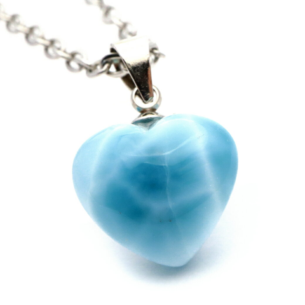ラリマー ネックレス 天然石 ペンダント ハート かわいい ロイヤルクラス Srank スカイブルー ドミニカ産 パワーストーン 1点物 ギフト 贈り物 プレゼント