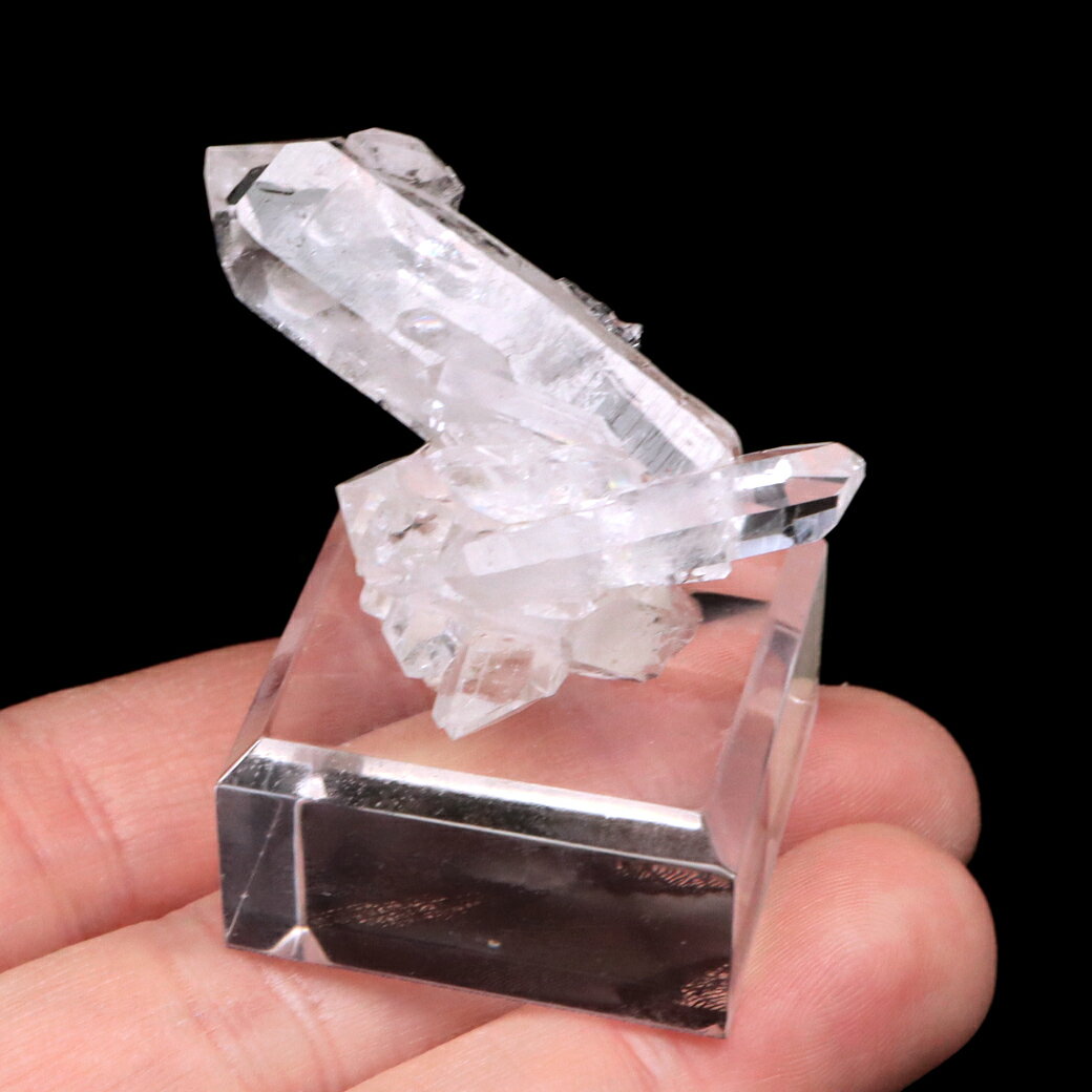 天然 水晶 クラスター ミニ 28g 台座付き ブラジル ゼッカ産 透明感が美し...