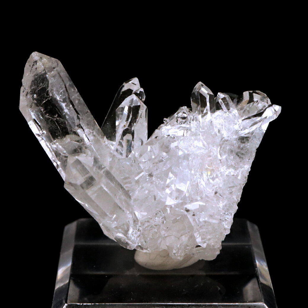 天然 水晶 クラスター ミニ 28g 台座付き ブラジル ゼッカ産 透明感が美し...