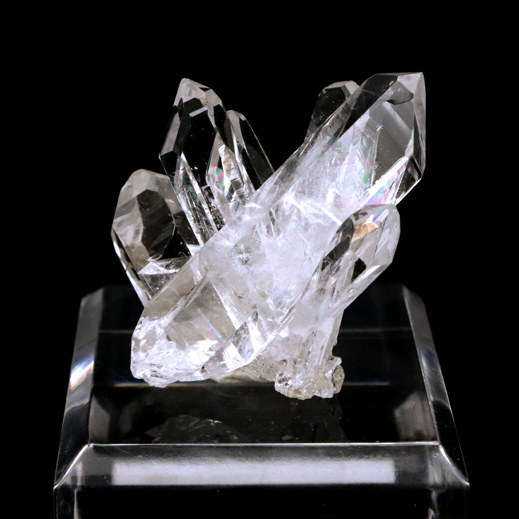 天然 水晶 クラスター ミニ 23g 台座付き ブラジル ゼッカ産 透明感が美し...