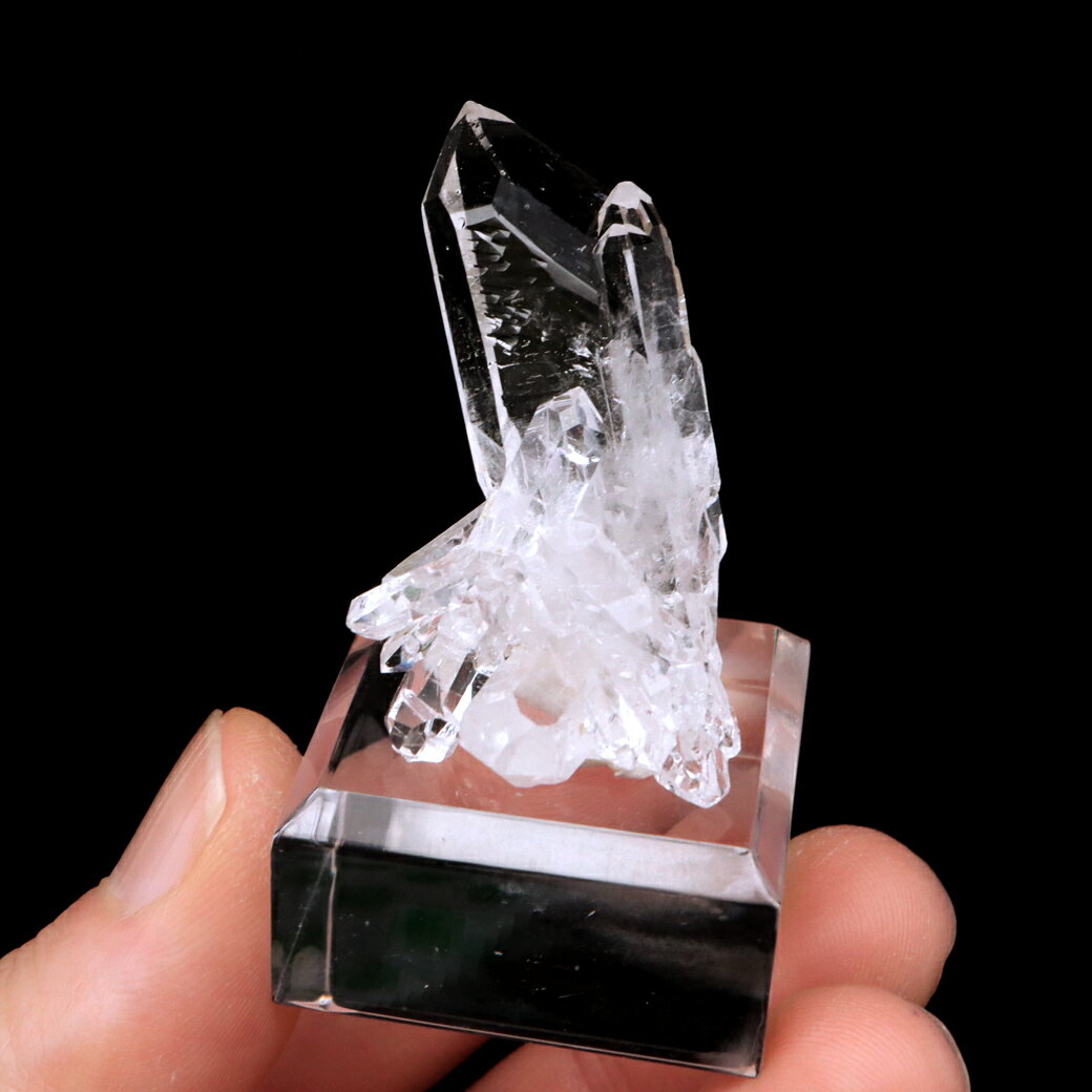 天然 水晶 クラスター ミニ 29g 台座付き ブラジル ゼッカ産 透明感が美し...