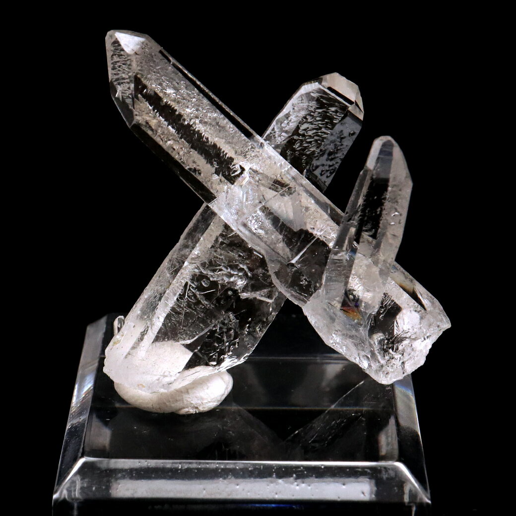 天然 水晶 クラスター ミニ 23g 台座付き ブラジル ゼッカ産 透明感が美し...