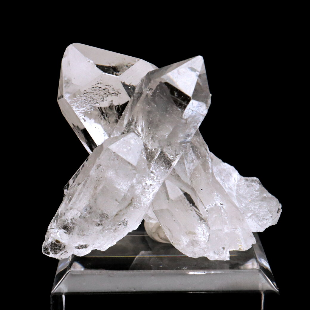 天然 水晶 クラスター ミニ 34g 台座付き ブラジル ゼッカ産 透明感が美し...