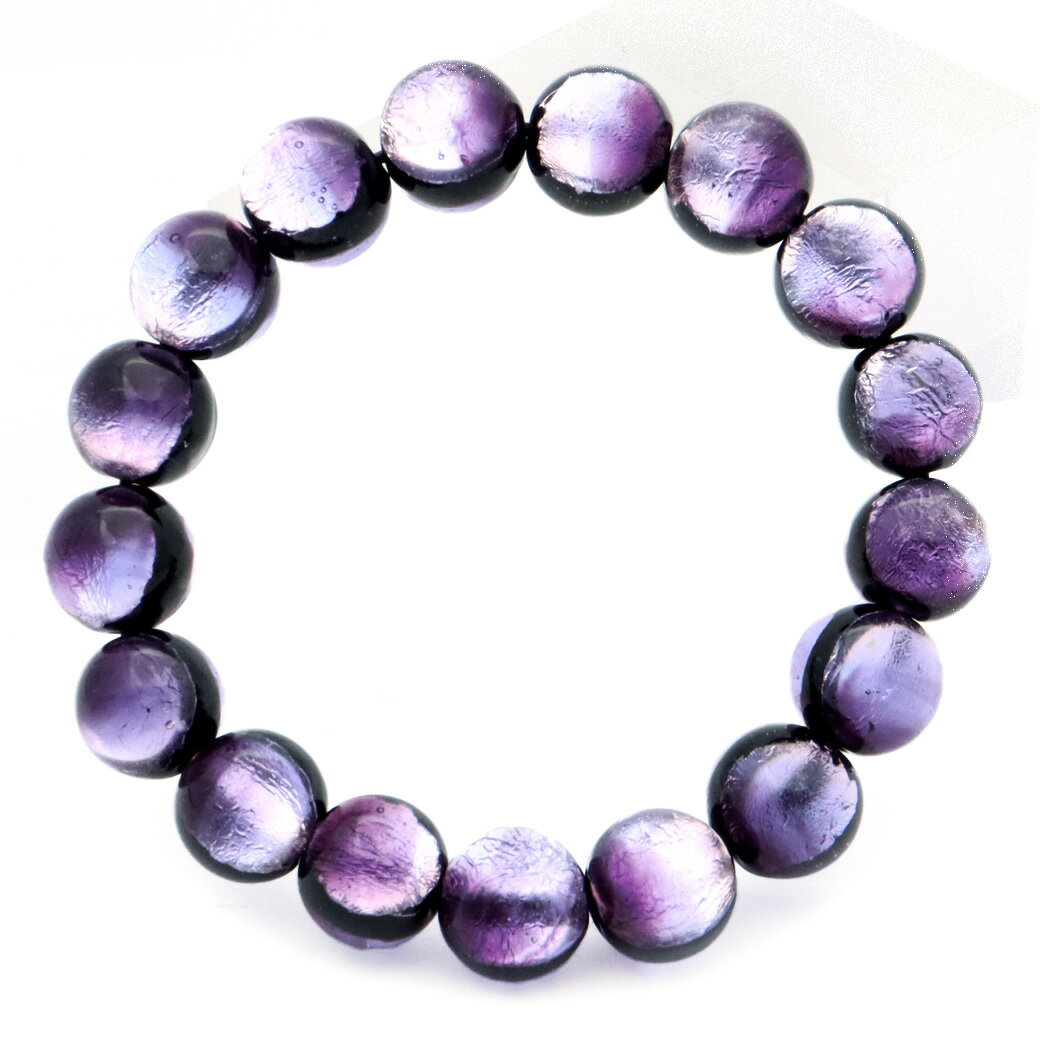 ホタルガラス ブレスレット マリンパープル 紫色 12mm とんぼ玉 沖縄 お土産 アクセサリー 琉球 送料無料 父の日 贈り物 ギフト プレゼント
