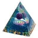 オルゴナイト ピラミッド アメジスト 丸玉入り 紫水晶 幾何学模様 orgonite pyramid 置物 天然石 パワーストーン 浄化 送料無料 父の日 贈り...