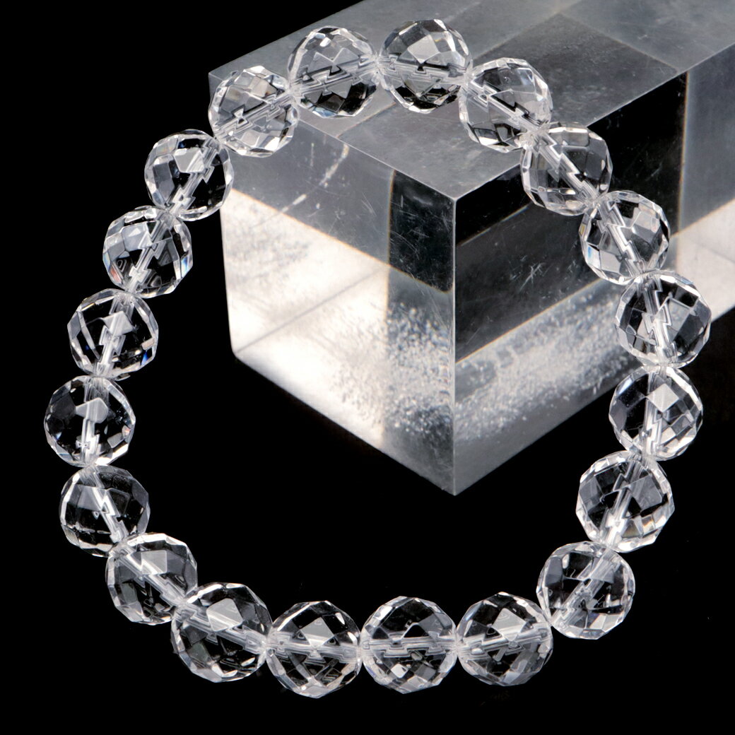 水晶 ブレスレット 10mm 64面カット パワーストーン 天然石 レディース メンズ 4月 誕生石 数珠 アクセサリー クリスタル crystal 送料無料 父の日 贈り物 ギフト プレゼント