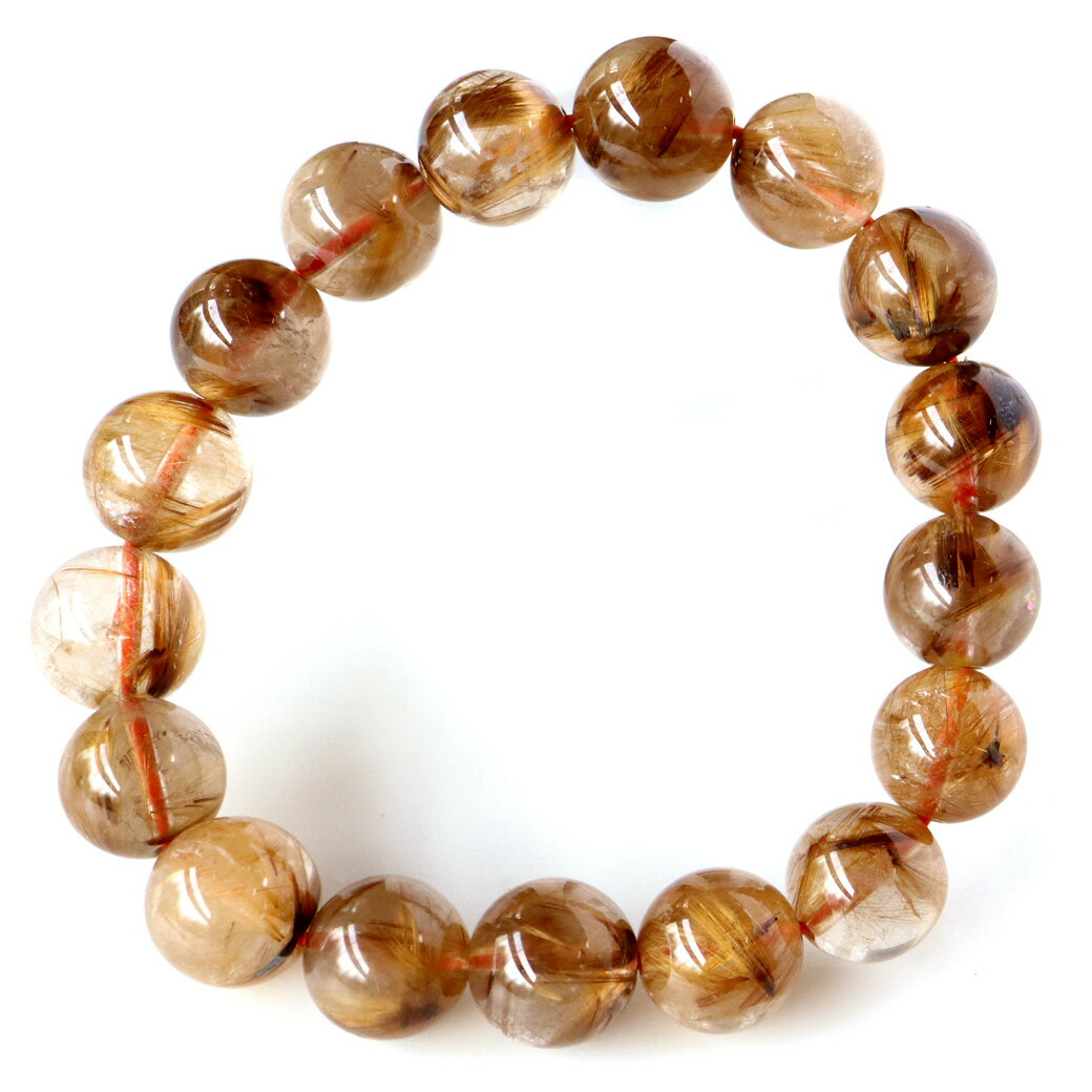 タイガー ルチルクォーツ ブレスレット 12mm AAA 天然石 ブラジル産 ブラウン タイチン パワーストーン 父の日 贈り物 お返し rutile quar...