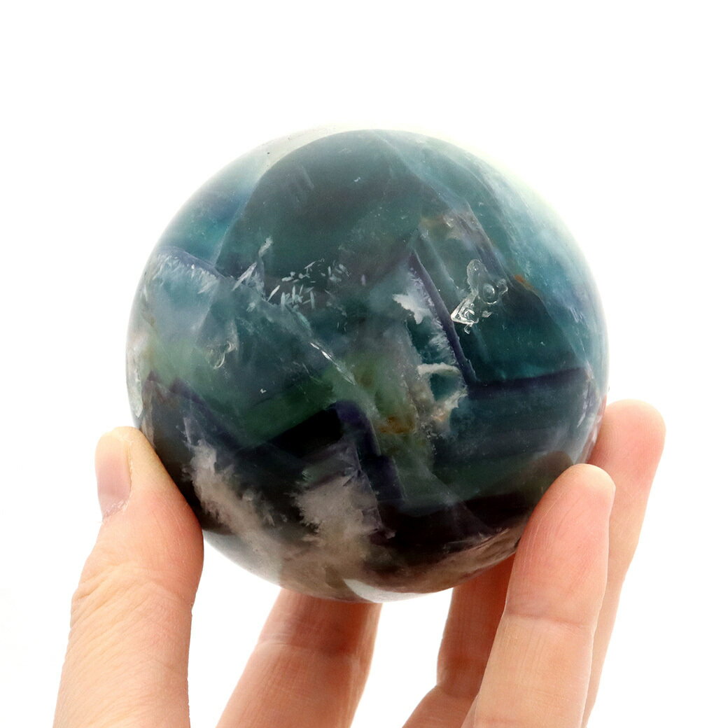 エンジェルフェザー フローライト 丸玉 直径 約68mm 台座付き 蛍石 天然石 1点物 父の日 贈り物 ギフト プレゼント