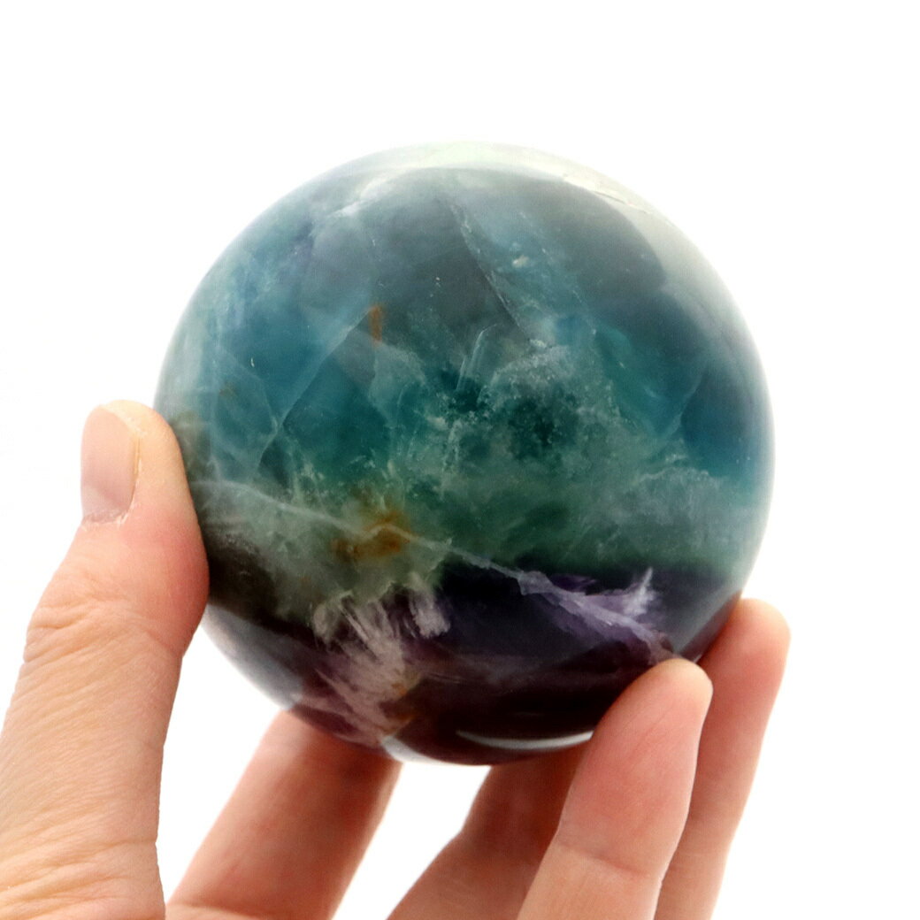 エンジェルフェザー フローライト 丸玉 直径 約62mm 木製台座付き 蛍石 天然石 1点物 父の日 贈り物 ギフト プレゼント