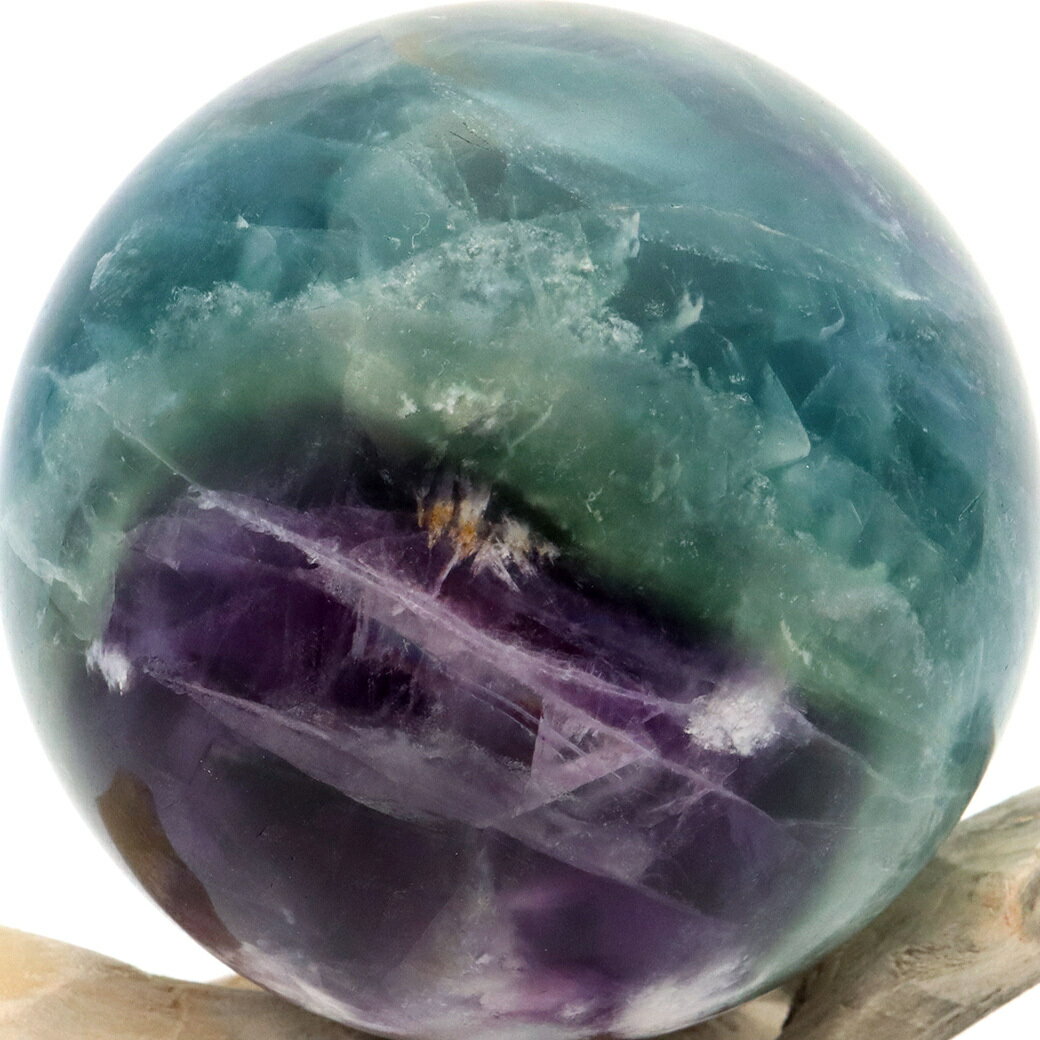 エンジェルフェザー フローライト 丸玉 直径 約62mm 木製台座付き 蛍石 天然石 1点物 父の日 贈り物 ギフト プレゼント