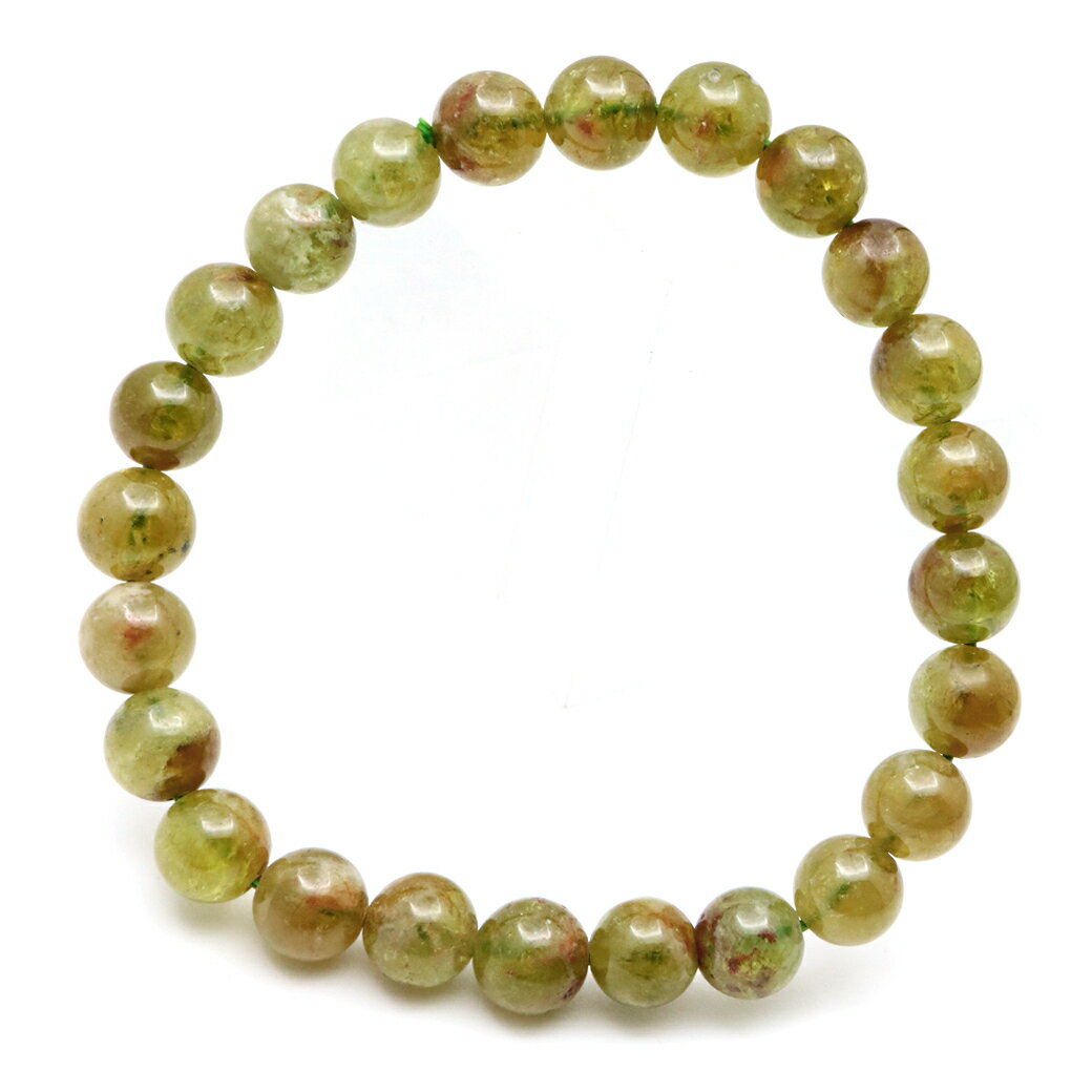 グリーン ガーネット ブレスレット 7.5mm 1点もの 天然石 1月 誕生石 柘榴石 父の日 贈り物 ギフト プレゼント