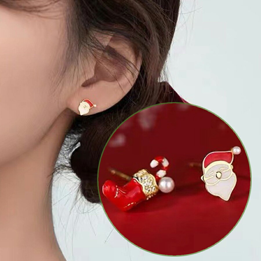 クリスマスモチーフピアス サンタ シルバー925 ポスト部分:S925 ゴールド 女子会 デート 大人女子 レディース 送料無料 SLENDER スレンダ ap163