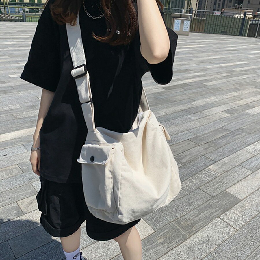 ショルダーバッグ キャンバス BAG 無地 男女兼用 通勤　通学 シンプル 春 夏 秋 冬 　メンズ レディース 送料無料 SLENDER スレンダ bas051