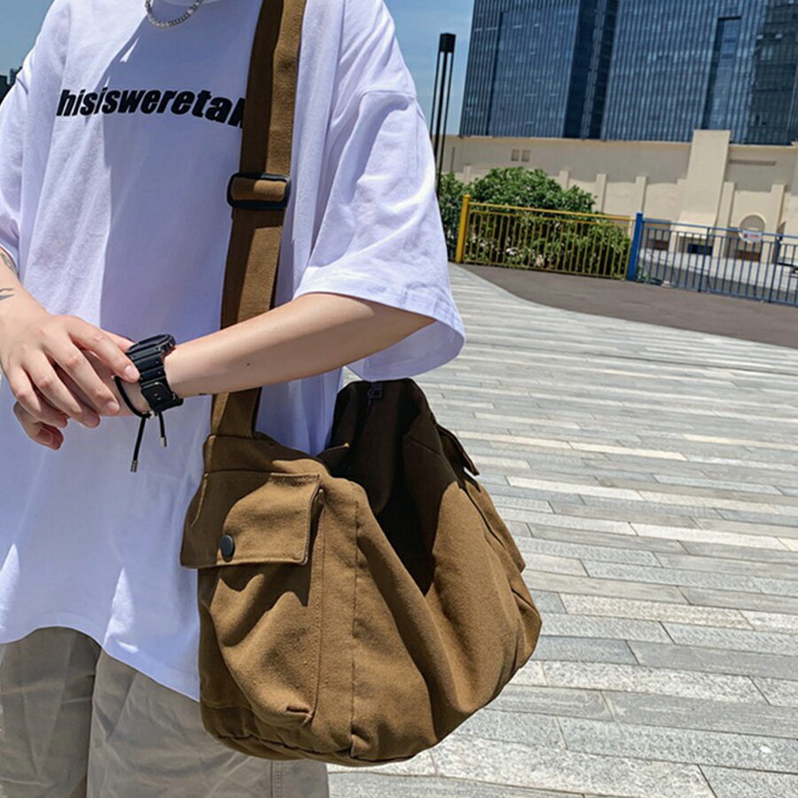 ショルダーバッグ キャンバス BAG 無地 男女兼用 通勤　通学 シンプル 春 夏 秋 冬 　メンズ レディース 送料無料 SLENDER スレンダ bas051