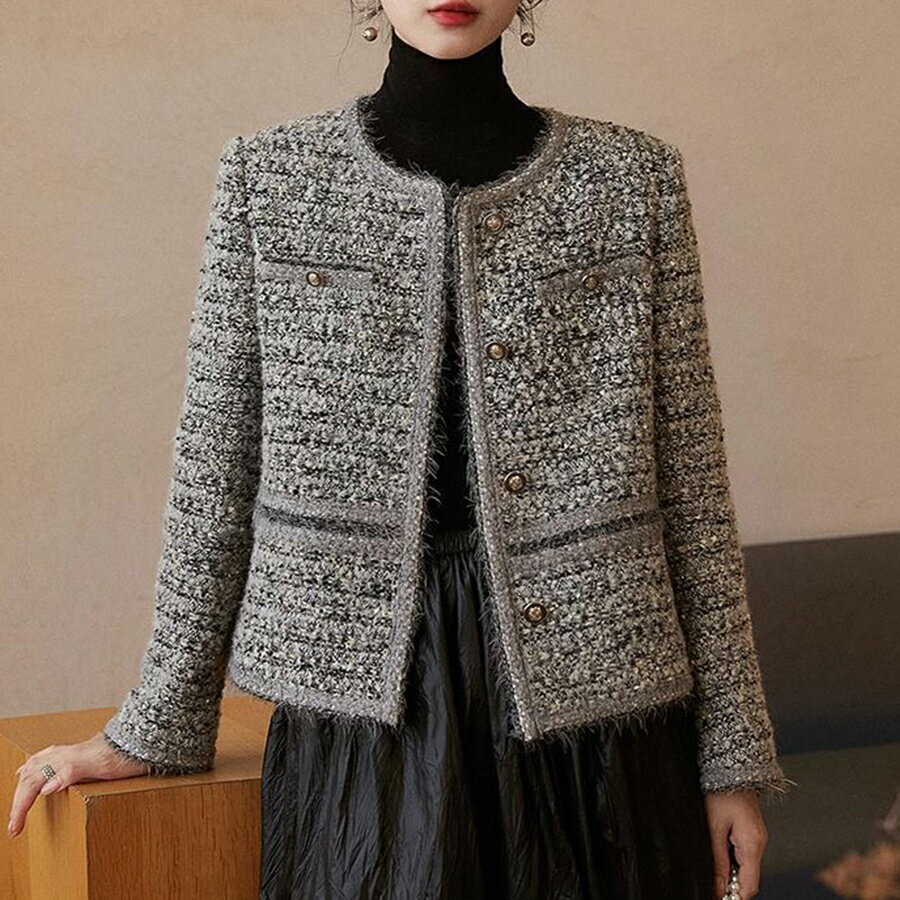 Rakuten - ツイードジャケット フォーマルジャケット ノーカラー 普段使い きれいめ カジュアル 女子会 おしゃれ 上品 着回し 春秋冬 レディース 送料無料 SLENDER スレンダ ks048