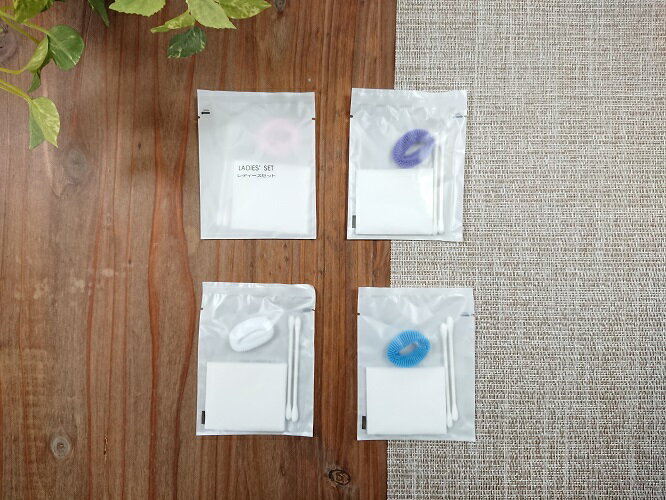 レディースセット (コットン2、綿棒2、ヘアバンド1)マット袋 ホテル用品 アメニティ 旅館 病院