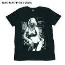 【送料無料】MAO MAO コットンTシャツ プリントTシャツ ブラック メンズ セクシー マリリンモンロー おしゃれ ストリート系 クール 半袖 M/L/XLサイズ