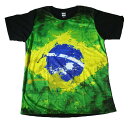 【送料無料】 MAO MAO プリントTシャツ ブラック メンズ ブラジル国旗 オリンピック ワールドカップ サッカー スポーツ サポーター 応援 スケートボード カワイイ おしゃれ ストリート系 カッコイイ クール インナー 柄物 半袖