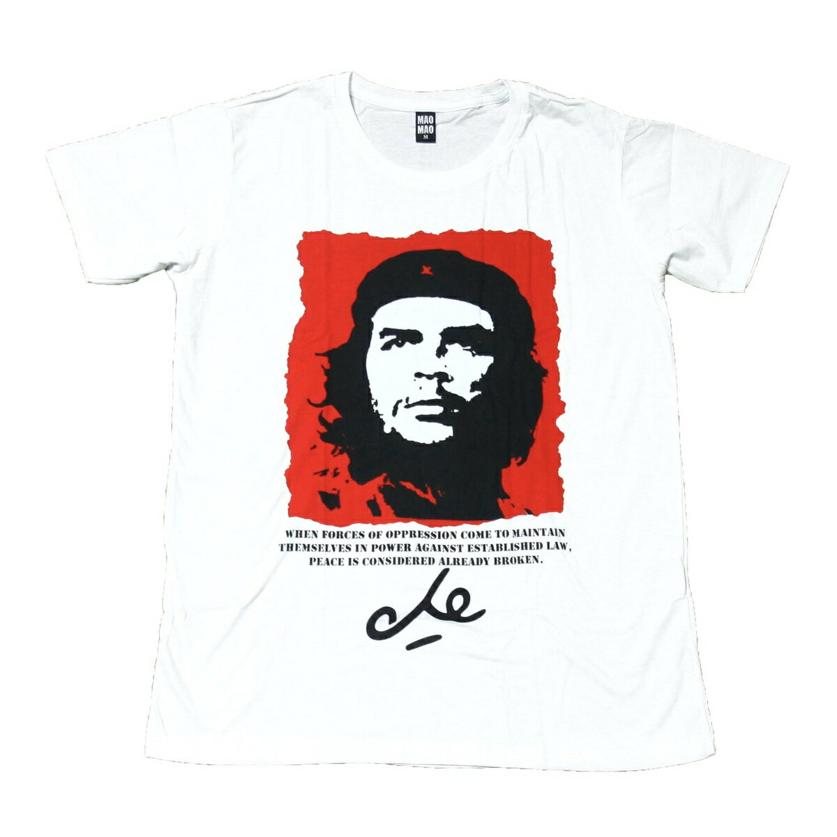楽天メンズファッションONE SKY【送料無料】MAO MAO コットンTシャツ ホワイト メンズ チェ・ゲバラ キューバ 革命家 おしゃれ ストリート系 クール 半袖 M/L/XL 大きいサイズ