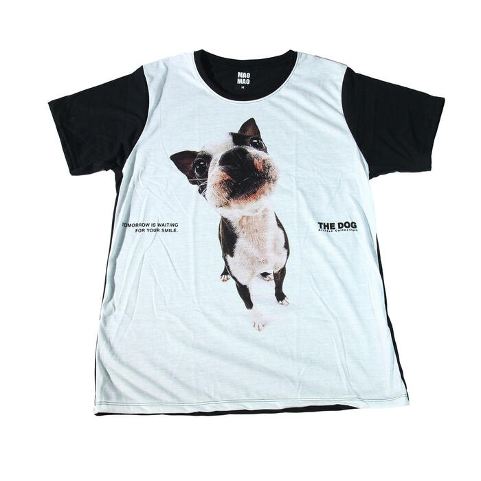乐天商城 - 【送料無料】MAO MAO プリントTシャツ ブラック メンズ ペット 犬 アニマル 動物 愛犬 ドッグ 写真 アート ショップ 思い出 カワイイ おしゃれ ストリート系 カッコイイ クール インナー 柄物 半袖