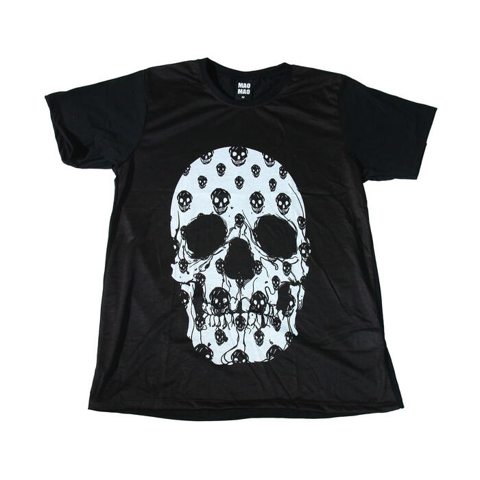 乐天商城 - 【送料無料】MAO MAO プリントTシャツ ブラック メンズ ドクロ スカル ガイコツ ハードロック バイク 音楽 マニア コレクター スケーター スケートボード カワイイ おしゃれ ストリート系 カッコイイ クール インナー 柄物 半袖 M/L/XLサイズ 大きいサイズ