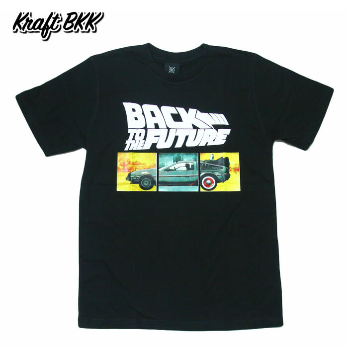 【送料無料】Kraft BKK 映画Tシャツ コットンTシャツ ブラック メンズ バック・トゥ・ザ・フューチャー デロリアン 車 SF映画 アメリカ おしゃれ スケーター ストリート系 M/L/XLサイズ 大きいサイズ 半袖