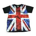 MAO MAO プリントTシャツ ブラック メンズ イギリス 国旗 ユニオンジャック オリンピック 応援 フレッグ 音楽 ロック カワイイ おしゃれ ストリート系 カッコイイ クール インナー 柄物 半袖 M/L/XLサイズ