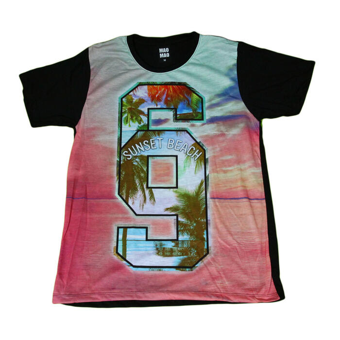 乐天商城 - 【送料無料】MAO MAO プリントTシャツ ブラック メンズ サマー ビーチ サンセット 69 ナンバー チーム ダンス 夏 スケーター スケートボード カワイイ おしゃれ ストリート系 カッコイイ クール インナー 柄物 半袖 M/L/XLサイズ