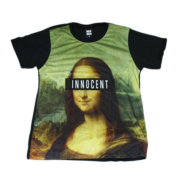乐天商城 - 【送料無料】MAO MAO プリントTシャツ ブラック メンズ モナリザ アート 絵画 おもしろ レオナルド・ダ・ヴィンチ 美術 展覧 アトリエ 作品 ルネサンス イタリア カワイイ おしゃれ ストリート系 カッコイイ クール インナー 柄物 半袖 M/L/XLサイズ