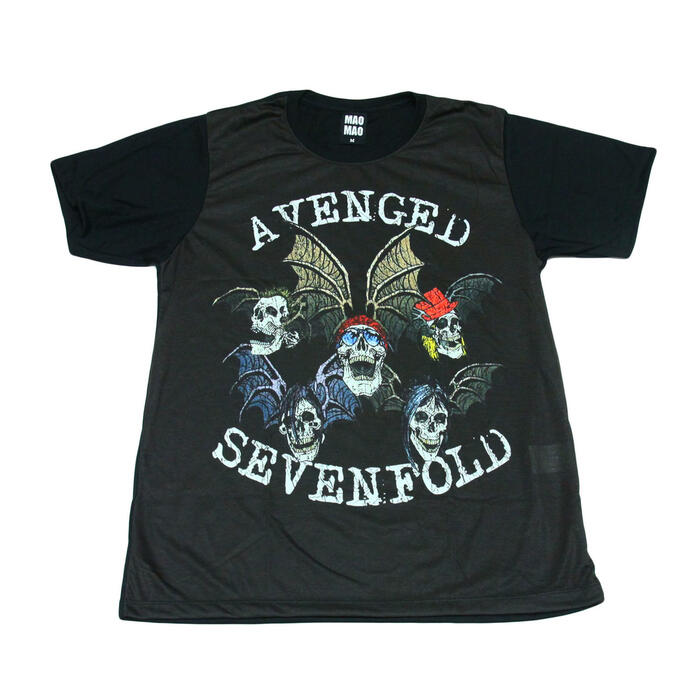 乐天商城 - 【送料無料】MAO MAO プリントTシャツ ブラック メンズ アヴェンジド・セヴンフォールド アメリカ ヘビメタバンド カワイイ おしゃれ ストリート系 カッコイイ クール インナー 柄物 半袖 M/L/XLサイズ