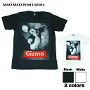 【送料無料】MAO MAO プリントTシャツ ブラック ホワイト メンズ ギズモ グレムリン Gremlins モグワイ 映画Tシャツ カワイイ おしゃれ ストリート系 カッコイイ クール インナー 柄物 半袖 M/L/XLサイズ