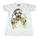 【送料無料】MAO MAO 映画 スーサイドスクワッド JOKER コットンTシャツ ホワイト メンズ Tシャツ ジョーカー ジャレットレコ アメリカ アメコミ ハリウッド ハーレイクイン おしゃれ ストリート系 クール 半袖 M/L/XLサイズ(4)