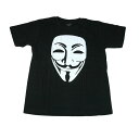 【送料無料】Broadway アノニマス 映画Tシャツ コットンTシャツ ブラック メンズ ハッカー サイバー攻撃 Vフォー ヴェンデッタ ネット集団 マスク 仮面 コスプレ 仮装 テロ 平和 ハッキング 国際的活動家 おしゃれ スケーター ストリート系 M/L/XL 大きいサイズ 半袖