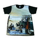 【送料無料】 MAO MAO キャンプ プリントTシャツ ブラック メンズ クラシックカー アウトドア ビーチ 砂浜 ドライブ バーベキュー 海水浴 日焼け 車 旅行 ビキニ 夏 カワイイ おしゃれ ストリート系 カッコイイ クール 柄物 半袖 M/L/XLサイズ