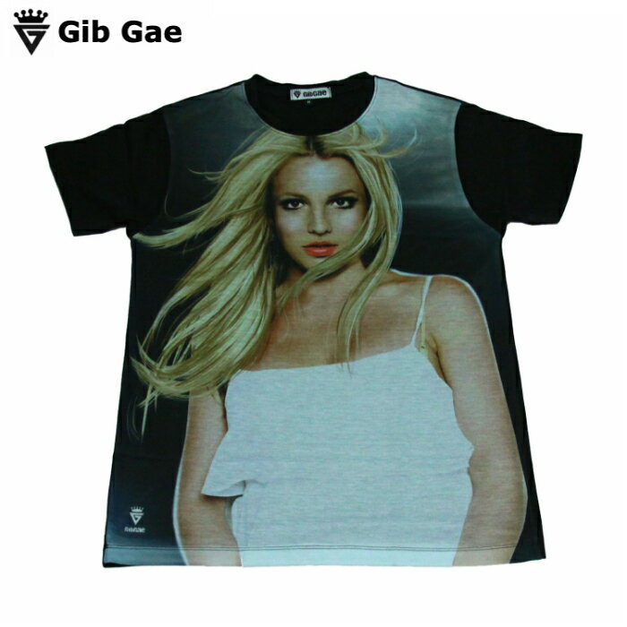 乐天商城 - 【送料無料】Gib Gae ブリトニースピアーズ プリントTシャツ ブラック メンズ アメリカ ポップ歌手 アーティスト ファン マニア かわいい おもしろプリント おしゃれ スケーター ストリート系 M/L/XLサイズ 半袖