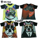  Gib Gae フレンチブルドッグ プリントTシャツ ホワイト メンズ ラブラドール 犬好き わんちゃん カラフル イラスト 散歩 おもしろプリント おしゃれ スケーター ストリート系 M/L/XLサイズ 半袖