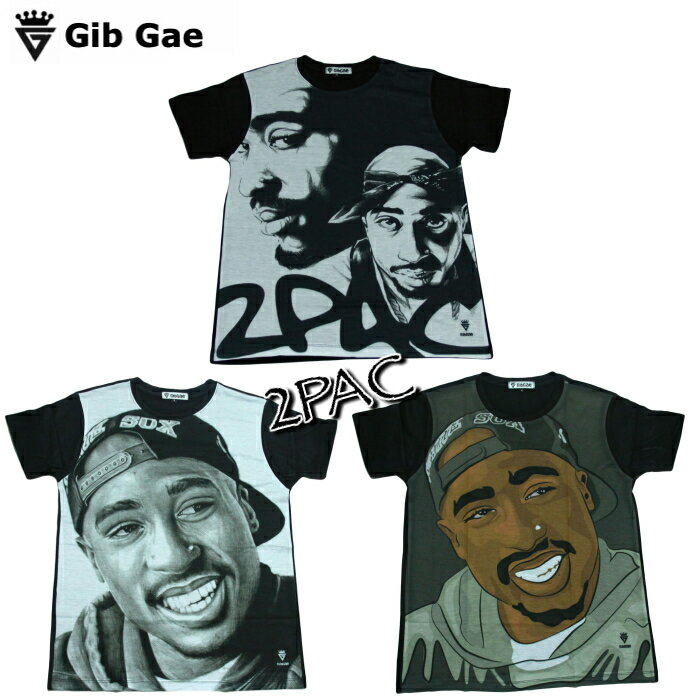 乐天商城 - 【送料無料】Gib Gae 2PAC プリントTシャツ ブラック メンズ トゥパック 2パック ヒップホップ ギャング アメリカ おもしろプリント おしゃれ スケーター ストリート系 M/L/XLサイズ 半袖