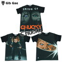 【送料無料】Gib Gae チャッキー プリントTシャツ ブラック メンズ チャイルドプレイ ホラー映画 殺人人形 アイスホッケー チャッキーの花嫁 カワイイ ティファニー おもしろプリント おしゃれ スケーター ストリート系 M/L/XLサイズ 半袖