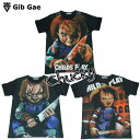 【送料無料】Gib Gae チャッキー プリントTシャツ ブラック メンズ チャイルドプレイ ホラー映画 殺人人形 ナイフ カワイイ ティファニー おもしろプリント おしゃれ スケーター ストリート系 M/L/XLサイズ 半袖