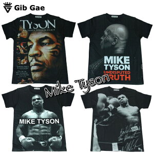 【送料無料】Gib Gae マイク・タイソン プリントTシャツ ブラック メンズ ボクシング Mike Tyson ヘビー級 プロボクサー タトゥー ノックダウン おもしろプリント おしゃれ スケーター ストリート系 M/L/XLサイズ 半袖