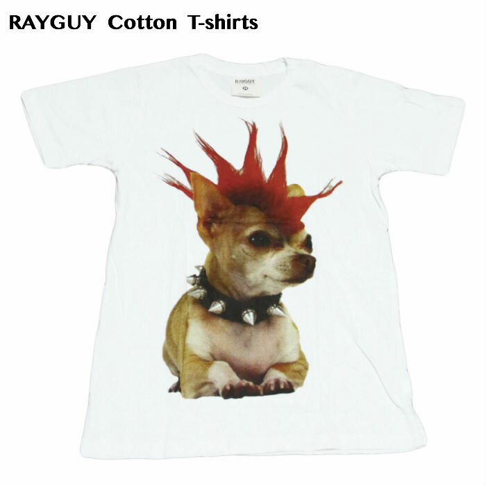 乐天商城 - 【送料無料】アニマル コットンTシャツ ホワイト 半袖 メンズ 動物 パンクロック モヒカン ペット 仮装 アーティスト かわいい 散歩 おもしろプリント インパクト抜群 おしゃれ スケーター ストリート系 M/L/XLサイズ 春夏 夏服 綿 100% メンズファッション