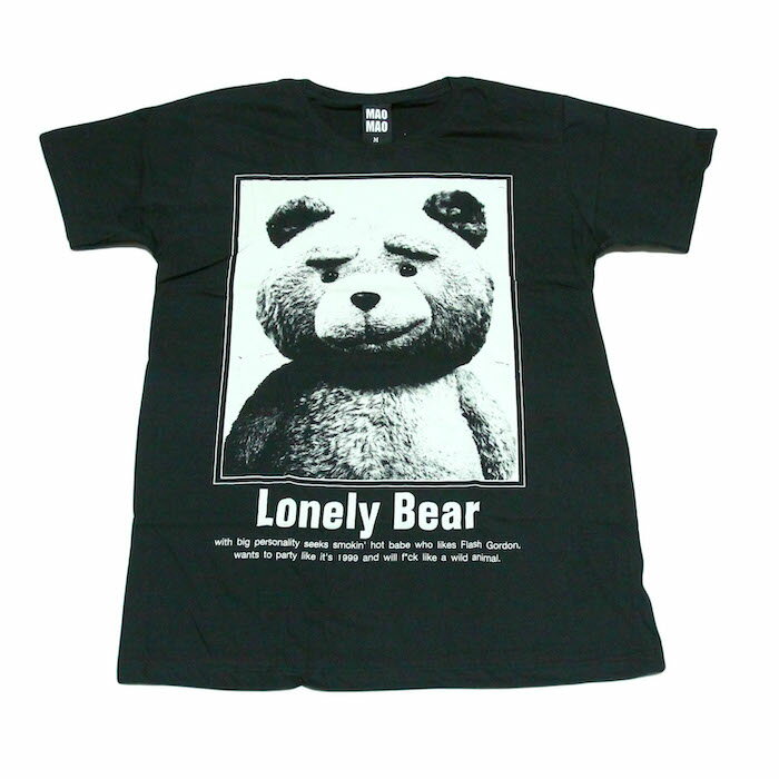 楽天メンズファッションONE SKY【送料無料】映画 テッド TED コットンTシャツ ブラック メンズ コメディー ハリウッド クマ ペット アニマル かわいい 動物 おもしろ アメリカ おしゃれ ストリート系 クール 男女兼用 ユニセックス M/L/XLサイズ 半袖