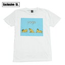 【送料無料】パグ おもしろプリントTシャツ ホワイト メンズ 半袖 ヨガ アニマル 犬 Dog YOGA ペット 運動 ダイエット 体操 健康 お散歩 かわいい おしゃれ ストリート系 M/L/XLサイズ 春夏 夏物 メンズファッション レディース ユニセックス 男性